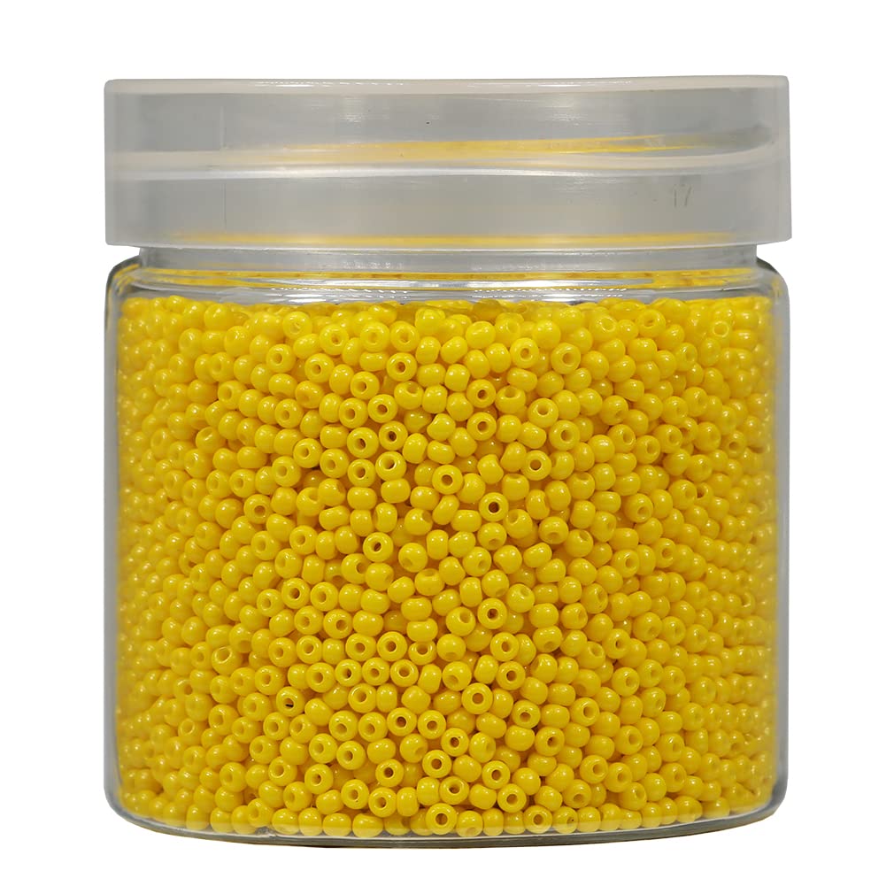 Bala&Fillic Size 2mm Round Seed Beads 10000pcs/110 Grams in Box 12/0 Yellow Small Craft Seed Beads for Making Jewelry Earring Bracelets Necklace (Yellow)