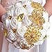 Abbie Home Advanced Customization Romantic Bride Wedding Holding Toss Bouquet Rose Brooch with Pearls and Rhinestone decorative brooches Accessories-Multi color selection (336WG)