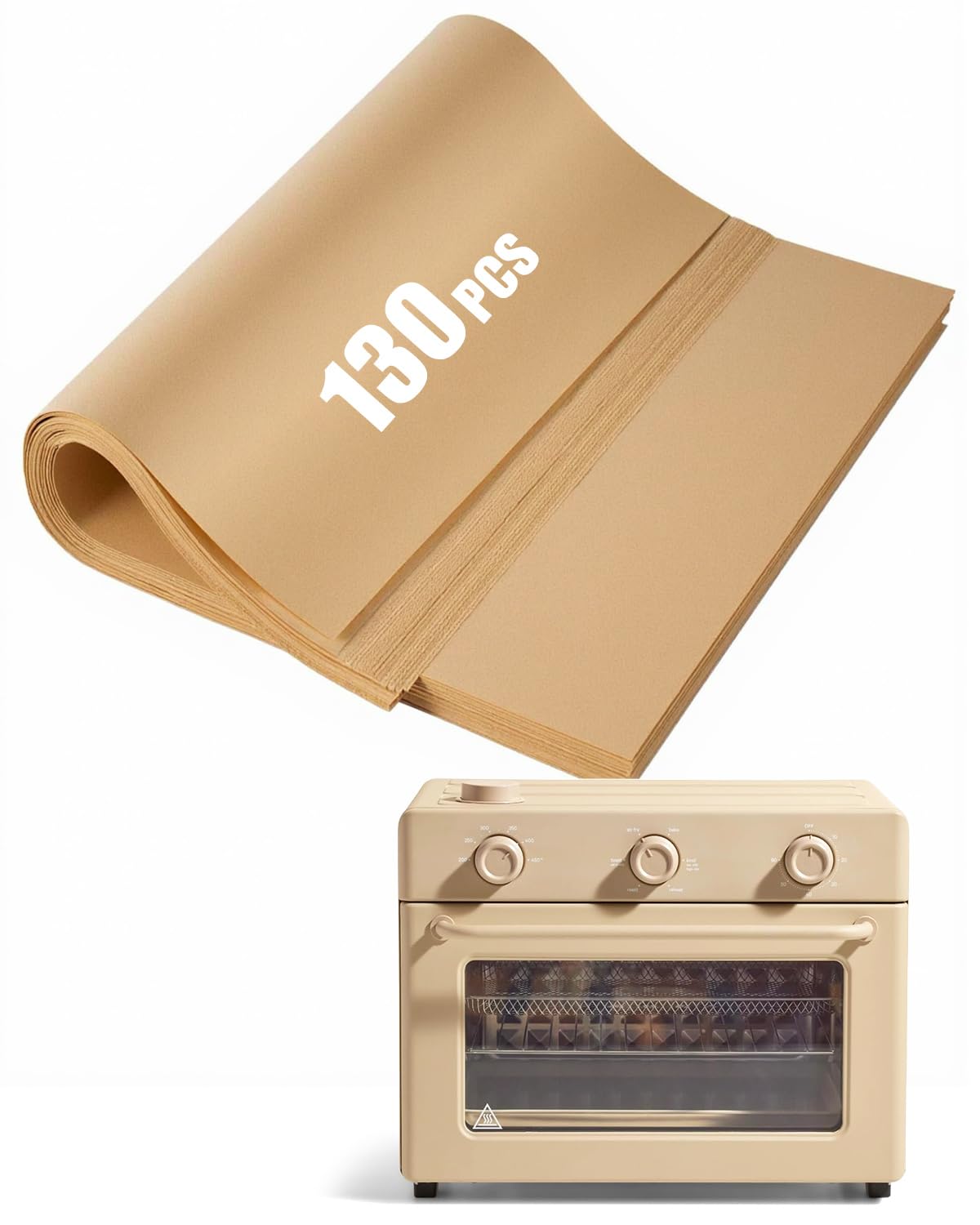Photo 1 of 130PCs Air Fryer Paper Liners Compatible with Our Place 31.7 Quarts Large Wonder Oven, Nonstick Disposable Parchment Paper Baking Sheets Accessories for 6-in-1 Air Fryer & Toaster Oven, Free of Bleach