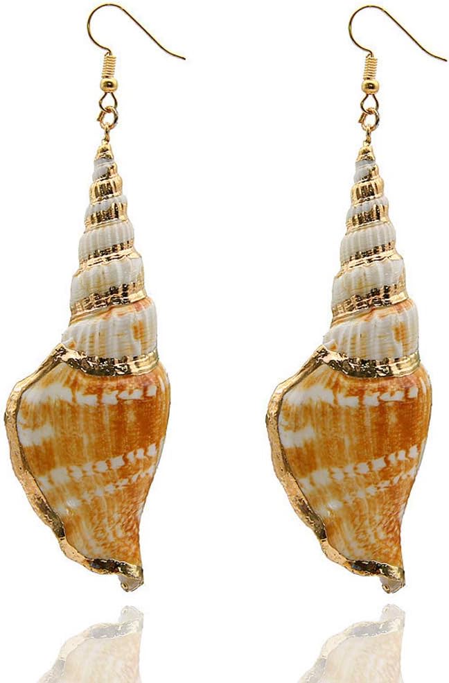CADANIA Bohemian Natural Snails Cowrie Shell Pendant Drop Earrings Beach Jewelry