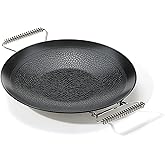 camping moon BBQ Grill Pan Dia 10.4-inch Round Griddle 3-Ply Composite Steel Nonstick Foldable Handle for Open Fire Gas Stove Outdoor & Indoor Use GRW-27F
