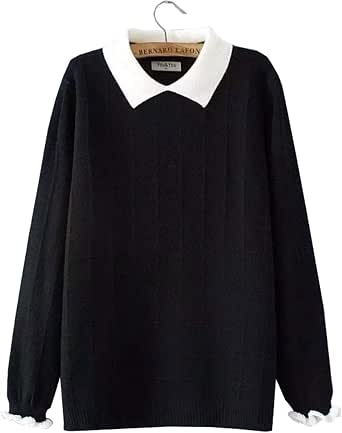 Flygo Women's Fake 2 Pieces Pan Collar 