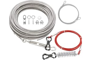 XiaZ Dog Tie Out Cable, 50ft Dog Trolley Runner Cable for Dogs up to 200lbs，Heavy Duty Dog Lead for Yard, Camping, Outdoor, w