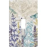 Vintage Flower Dragonfly Butterfly Single Toggle Light Switch Plates And Outlet Covers Decorative Electrical Wall Plate Receptacle Switchplate Decorate Plug Cover For Bathroom 4.5 * 2.76 Inch