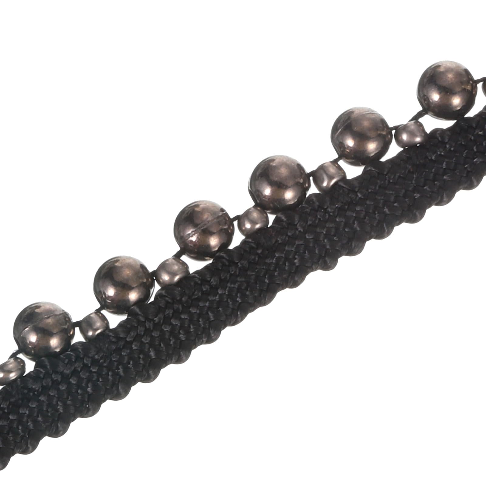 PATIKIL 5 Yard Faux Pearl Lace Ribbon, 0.51" Wide Pearl Fringe Applique Embroidered Pearl Bead Lace Trims for Wedding Party Home Decoration Sewing Craft, Black Grey