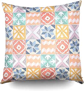 YSamuel Funda de Almohada Piso de baldosas Acrílico Pintado Patrón