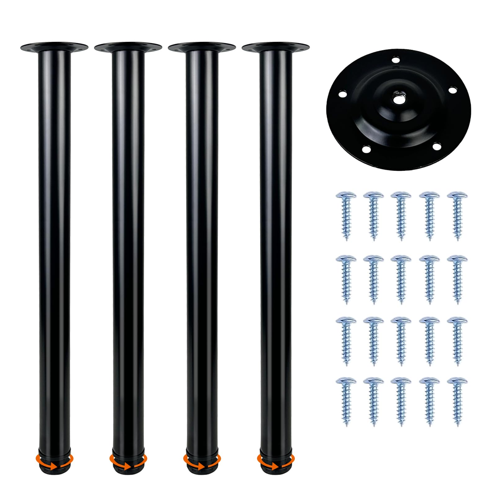 QLLY Table Legs 70cm/27.5 inch Adjustable Metal Desk Legs, 4 Pcs Furniture Legs, DIY Office Table Leg (70cm, Black)
