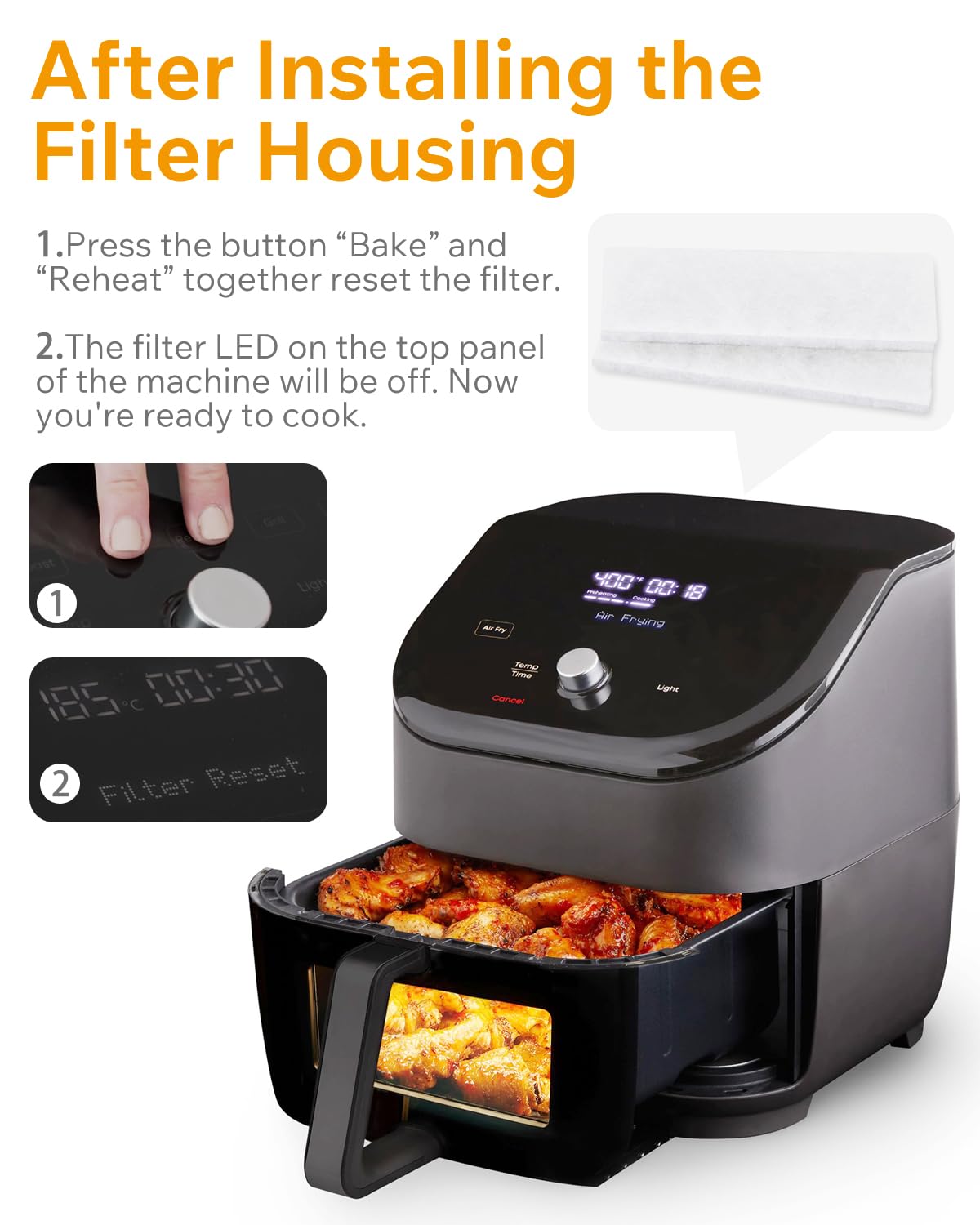 10PCS Replacement Odor Erase Air Filters for Instant Pot Air Fryer Vortex Plus 6QT