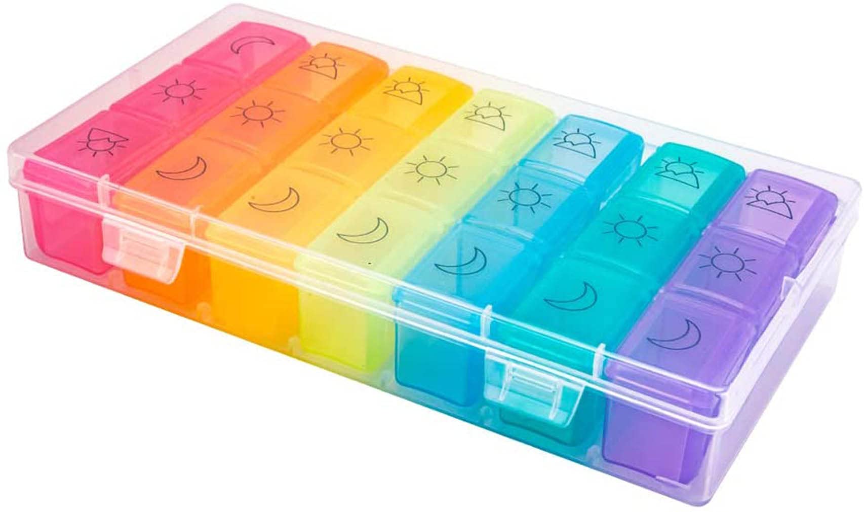 Weekly Pill Organizer 3 Times a Day, Travel Friendly Pill Box 7 Day with Large Compartments and Sturdy Design, Portable Medication Reminder for Vitamins/Fish Oils/Supplements