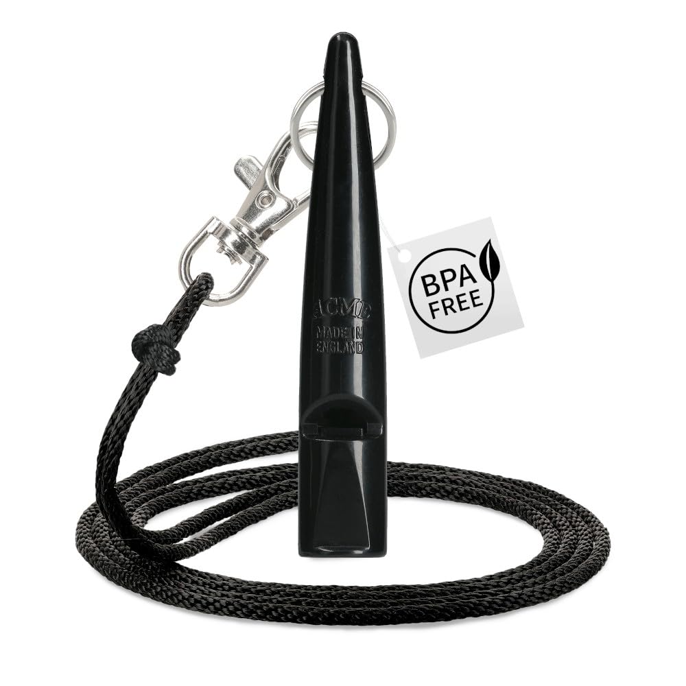 ACME - 210.5 Classic Dog Whistle with Lanyard - Black - Patented Sound Chambers with Controlled Sound Performance, Comfort Grip Design Dog Accessories, Training & Behaviour Aids for Dogs