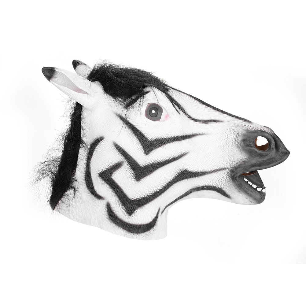 Horse Head Mask Novelty Halloween Mask Latex Full Head Mask Halloween Costume Headwear Full Face Mask for Adults Halloween Party Carnival Cosplay Costume Props Fancy Dress Accessories