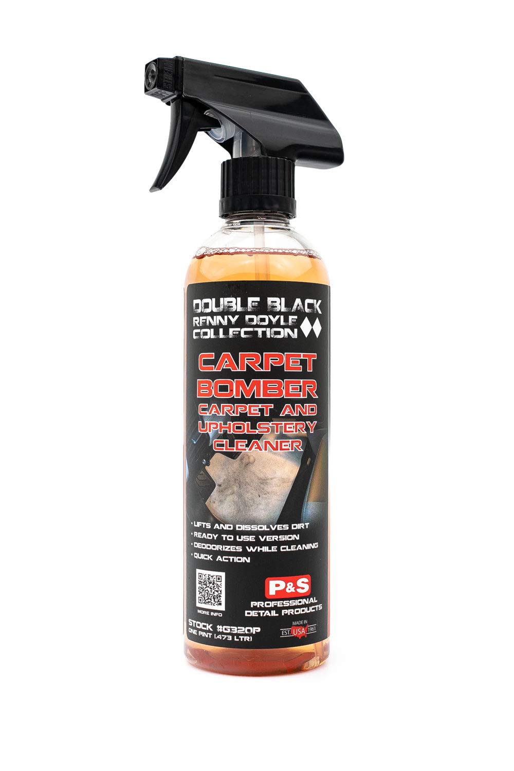 P&amp;S Professional Detail Products - Carpet Bomber - Carpet and Upholstery Cleaner; Citrus Based Cleaner Dissolves Grease and Lifts Dirt; Highly Dilutable; Great on Engines &amp; Wheel Wells (1 Pint)