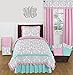 Sweet Jojo Designs Skylar Turquoise Blue, Pink Polka Dot and Gray Damask Window Valance