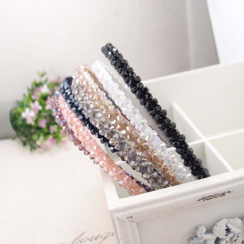 Casualfashion 6Pcs Bling Bling Double Rows Crystal Rhinestone Headband for Women Girls Thin Hair Hoop Fashion: Beauty