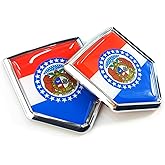 Newperlite Missouri Flag Decal Sticker Car Emblem Missouri Flag Car Decoration Accessories Chrome Shield for Truck Vehicles Cars, 2 Pack