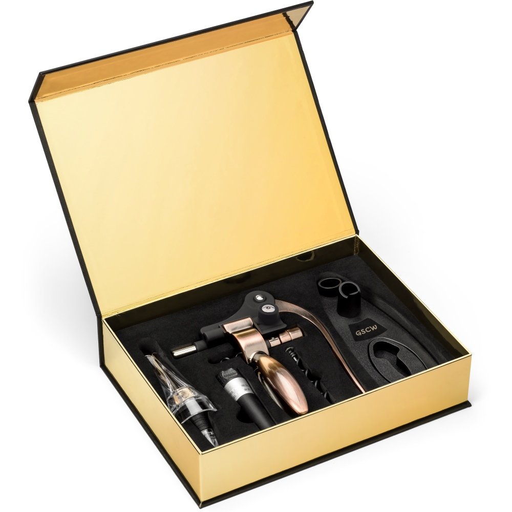 Rabbit Corkscrew Wine Bottle Opener 6 Piece Wine Gift Set with Stand