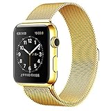Apple Watch Band,Teslasz® 38mm Mesh Replacement Strap Stainless Steel Milanese Loop Strap Magnetic Buckle Wrist Band for Apple iWatch All Models (Gold 38 MM)