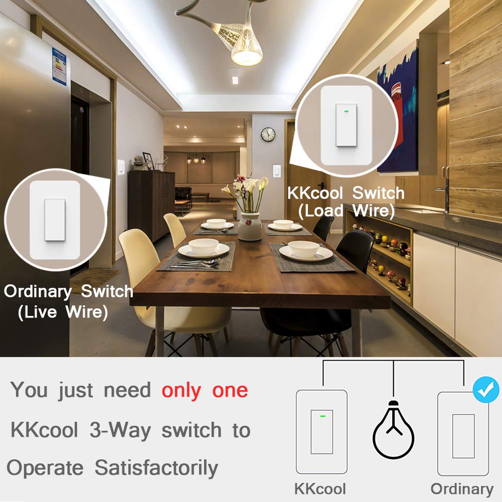 Kkcool Smart Switch 3 Way Smart WiFi Light Switch Compatible with Alexa