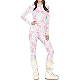 Yousify Womens Thermal Underwear Set Long Johns Tops & Bottoms Winter Slim Graphic Printed Ski Base Layer Sets