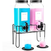 VEGEVIGI 70OZ Laundry Detergent Dispenser with Stand, Liquid Laundry Soap Dispenser Set, Fabric Softener Dispenser for Laundry Room, 2 Pack