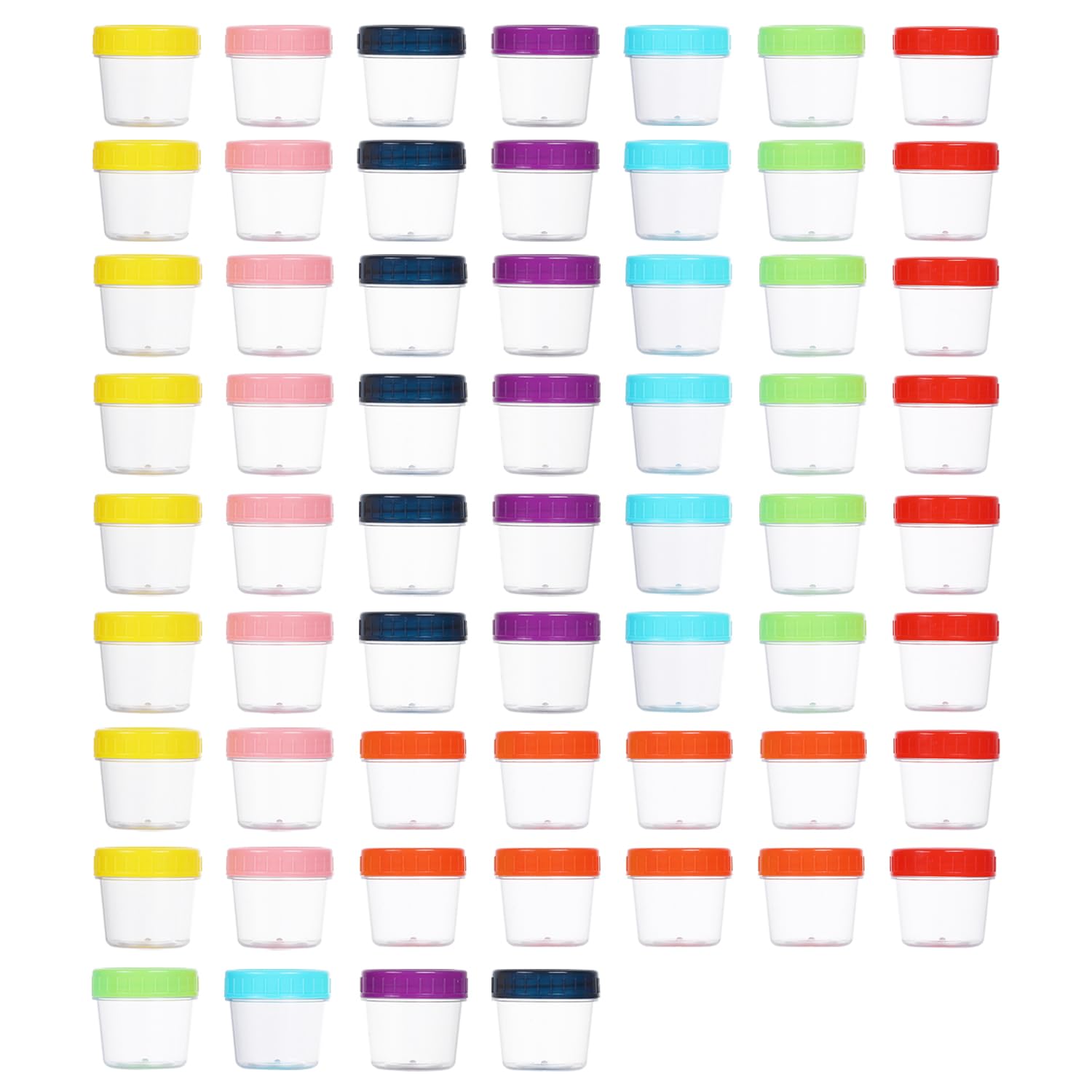 Photo 1 of 4 Ounce Clear Plastic Mason Jars With Screw On Lid, Reusable Empty Jars for Food Storage, Round BPA Free Containers for Sealing, Dry Food, Snacks, Candies, Breakage-proof, Color Lid (60 Pack 4 Ounce)