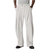 OYOANGLE Men's Pleated Dress Pants Zipper Fly Work Office Slacks Straight Leg Trousers with Pocket