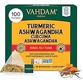 VAHDAM, Turmeric Ashwagandha Herbal Tea Bags (100 Count) Caffeine Free, Non GMO, Gluten Free | 100% Pure Herbal Blend - Sweet