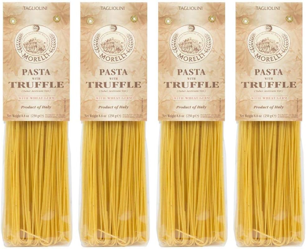 Morelli Truffle Tagliolini Italian Pasta - Gourmet Pasta - Handmade in Small Batches - Imported Italian Pasta Noodles - Durum Wheat Semolina Pasta - 8.8 Ounce / 250g (4 Pack)