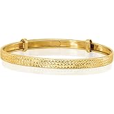 IceCarats 14K Solid Yellow Gold Flat Flexible Bangle Bracelet, 5.5 inch | Diamond Cut