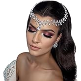 LOVFOIVER Bridal Rhinestone Headband Hair Comb for Women Wedding Teardrop Headpiece Bridal Forehead Head Chain Hair Accessories…