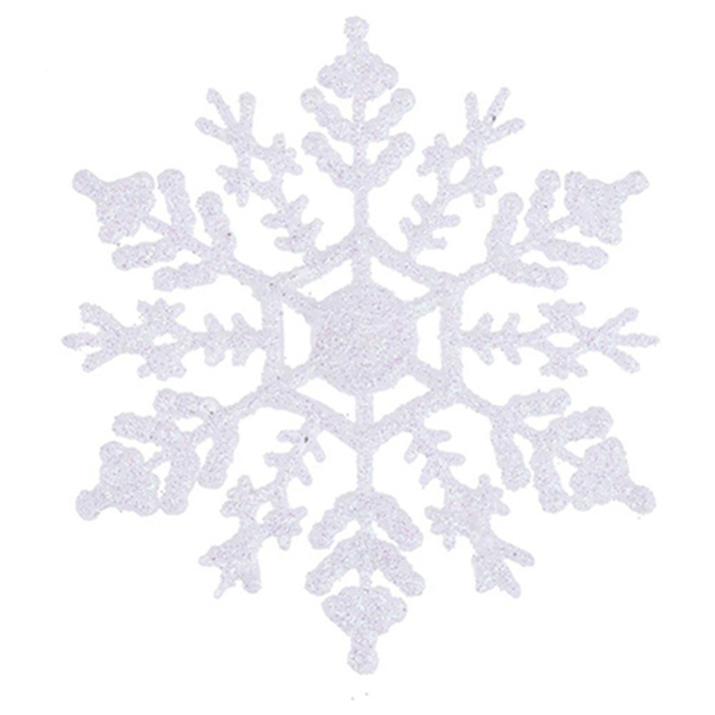 Toyland® Pack of 12 White Gliitery Snowflake Christmas Tree Trims - Christmas Tree Decorations
