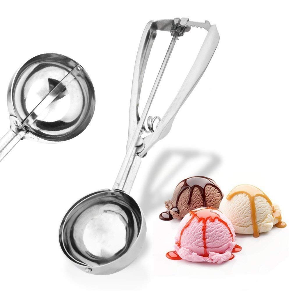 Buy Walnut Stainless Steel Ice Cream Scoop Ice Cream Serving Spoon