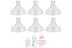 XUNICUTE Silicone Nipple for Dr. Brown's Natural Flow Level 2 Wide-Neck Baby Bottle, 3m+, Medium Flow, 6 Count