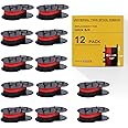 BOEDCN 12 Pack Replacement for Porelon 11216 Universal Twin Spool Calculator Ribbon 1197p 11210 Compatible with Sharp el-1197piii Nukote Br80c Calculator Ribbon Adding Machine Ribbons (Black/Red)