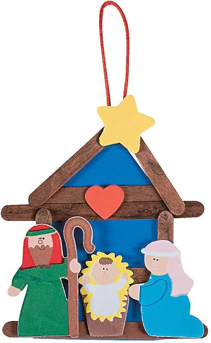 Download Amazon Com Fun Express Nativity Craft Stick Ornament Craft Kit Makes 12 Christmas Crafts For Kids Toys Games 3D SVG Files Ideas | SVG, Paper Crafts, SVG File
