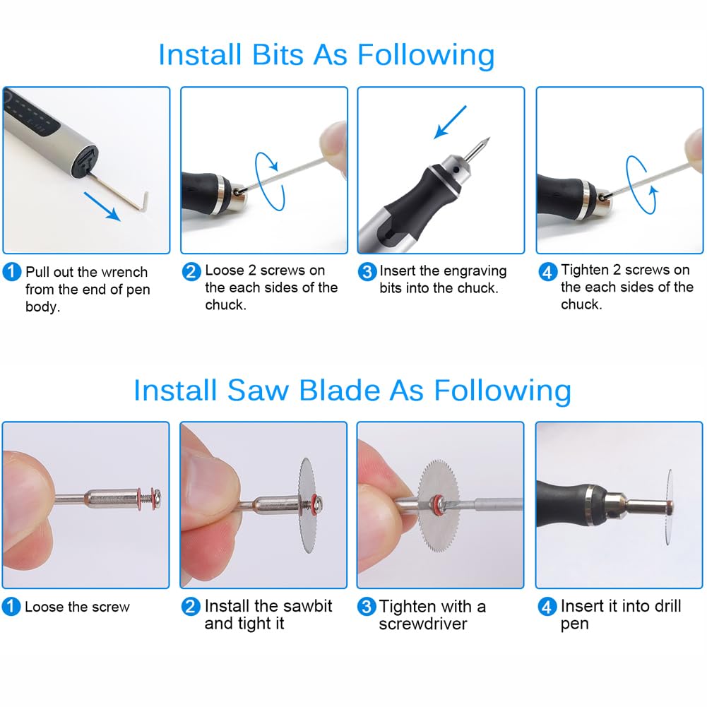 USB Rechargable Engraving Machines Pen with 35bits,Mini Electric Engraver Etching Machines Cordless Rotary Tools Engraved Jewelry Stone Metal Plastic Wood Resin Model