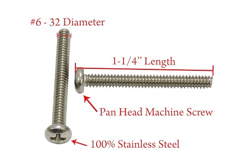 100 Viti Per Macchina In Acciaio Inox #6-32 X 3/8 - Testa Tonda, Phillips, Albany County Fasteners