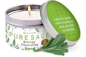 Magnificent 101 Long Lasting Pure White Sage Candle - 6 Oz - 35 Hour Burn Time - Organic, All Natural, Soy Candle to Cleanse Your Home & Calm, Soothe, Use with Sage Smudge Kit - Spiritual