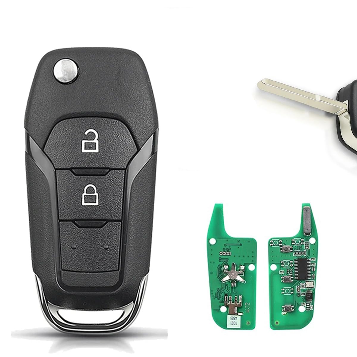 Heart Horse 2 Bottons F0RD key fob ford Remote Control ABS Material for Ford 2015 2016 2017 Ranger Remote keys 2015 2016 2017 2018 F150 with FSK 433MHz ID49 Chip Circuit Board Uncut Blade