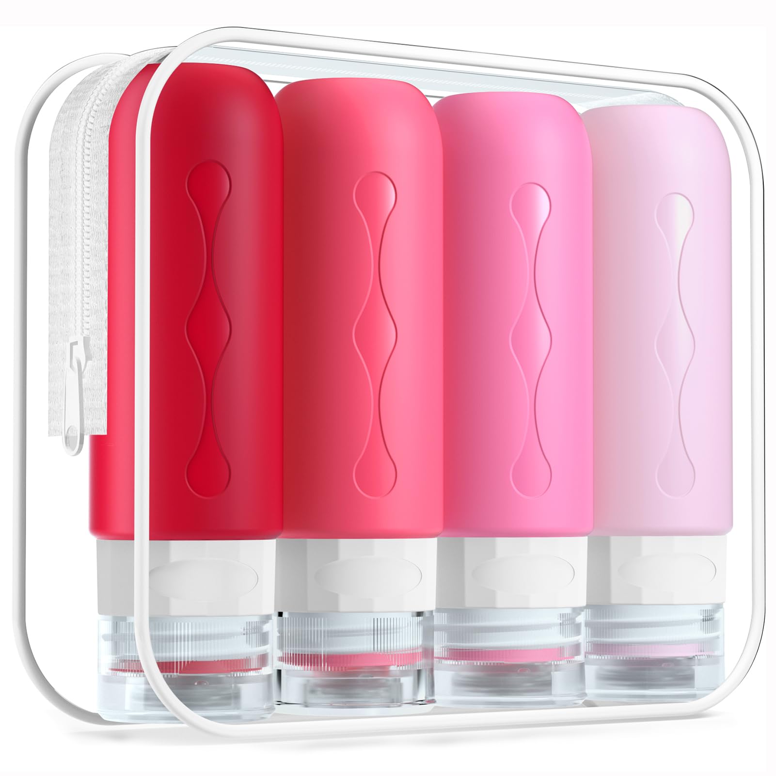 Gemice Portable Travel Bottle, 4 Pack Silicone Travel Containers Set LeakProof Refillable Squeezable for Lotion Liquid Shampoos, Soap and Toiletries (90ml) — image 1