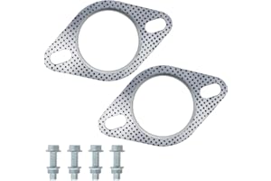 2 PCS Car Exhaust Gasket with 4 Pack Flange Screws, lyfLux 2.5inch High Temperature Exhaust Flange Gasket and M10 Flange Bolt