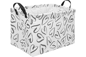 FXOCSHE Rectangle Valentine's Day Basket,Heart Storage Basket,nursery laundry basket,black gift basket,kids toy storage Bin, Love Heart Room Decor,Shelf Baskets(Black heart)