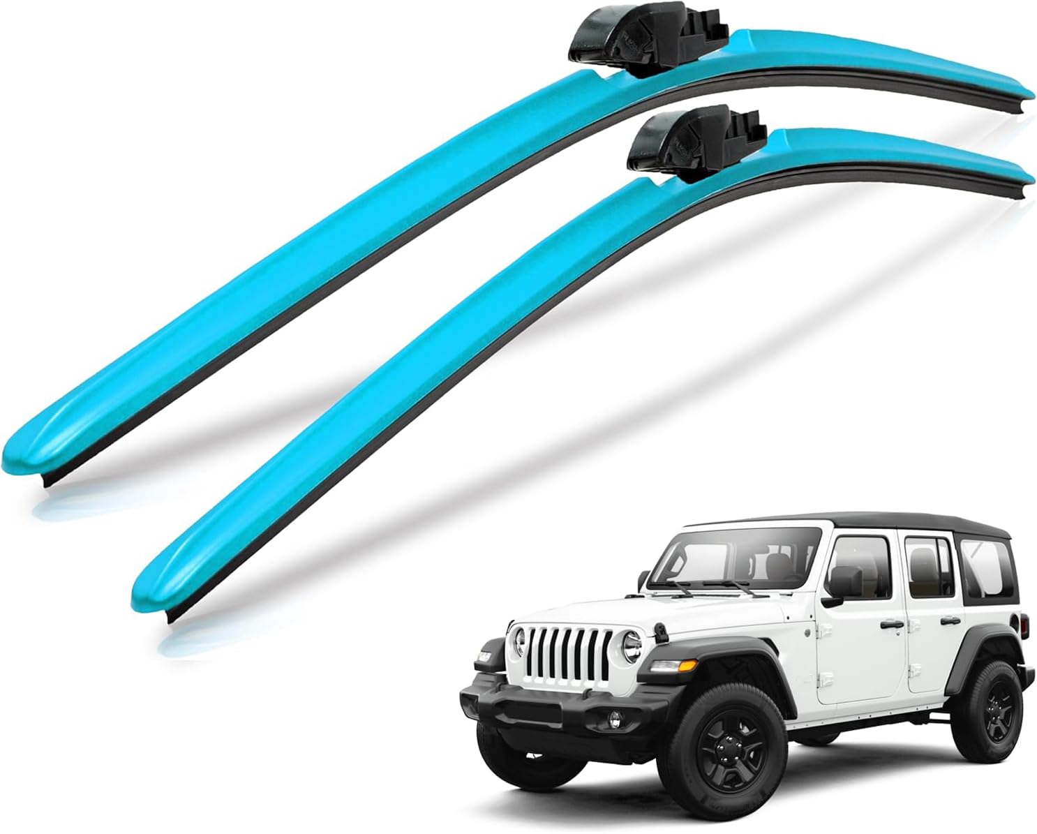 Photo 1 of Clix Wipers Jeep Wrangler & Gladiator (16"/16") Teal Windshield Wiper Blades, All-Weather Wipers, Premium Automotive Wipers, Essential Jeep Accessories (1997-2025) Set of 2 with Quick Clips