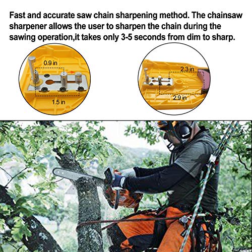 BIGOU Chainsaw Sharpener, Chainsaw Sharpener Teeth Fast-Sharpening Stone Grinder Tools Compatible with 14/16/18/20 inch Two Holes Chainsaw (2 Extra Whetstone)