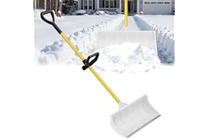 BVHAB Snow Pusher, 58" Snow Plow Shovel with Ergonomic Dual D-Handles & 22'' UHMW Blade, Lightweight Manual Snow Shovel for Driveway, Sidewalk & Patio (Yellow)