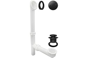 Westbrass 593244-62 White 1-1/2" Tubular Tip Toe Bath Waste Drain Kit, Matte Black, 1 Pack