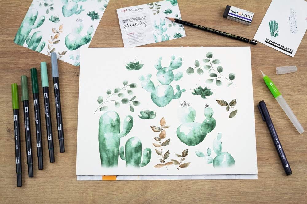 Tombow Watercolouring Set - Greenery, 9 Count (Pack of 1) - Image 3