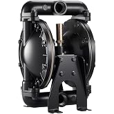 VEVOR Air Operated Double Diaphragm Pump, 35 GPM, 1 inch Inlet &amp; Outlet Pneumatic Waste Oil Transfer Pump, Max 114 PSI, Aluminum Alloy Body, Air-Operated for Diesel, Grease, Kerosene, Gasoline &amp; Oil