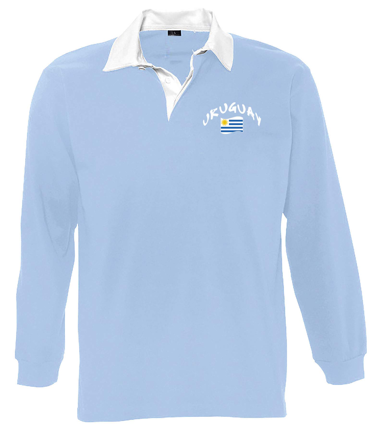 Supportershop Unisex_Adult LS Uruguay Rugby Polo Shirt, Blue, XL