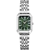 Avaner Women's Silver Square Watches: Ladies Stainless Steel Easy Reader Analog Quartz Classic Elegant Bracelet Wrist Watch